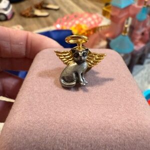 Pewter and Silver Angel Cat Pin